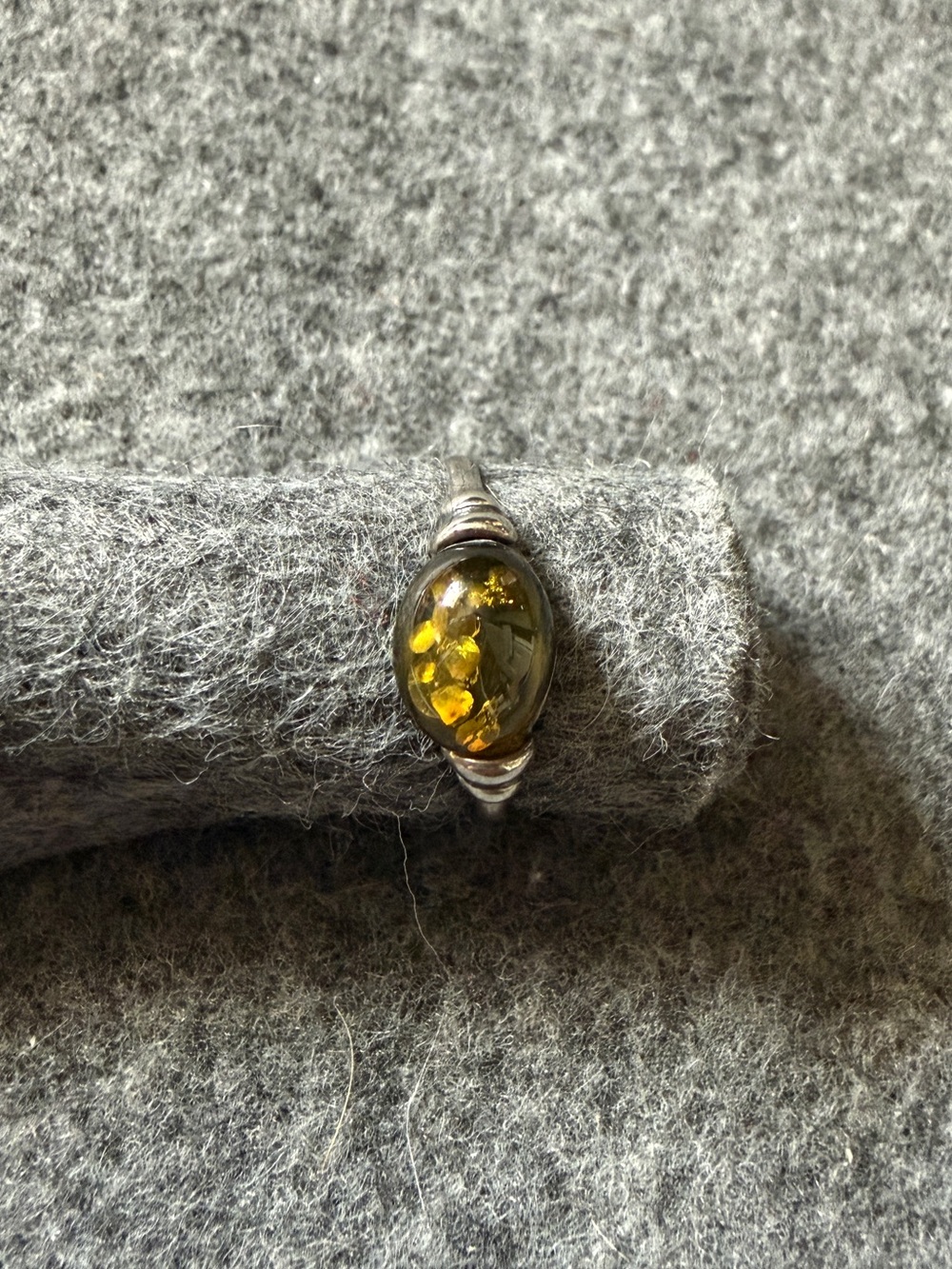 Sterling Silver Green Amber Ring